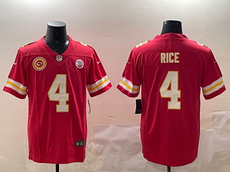 Men Kansas City Chiefs 4 Rice Red Second generations 2025 Nike Limited NFL Jersey style 6